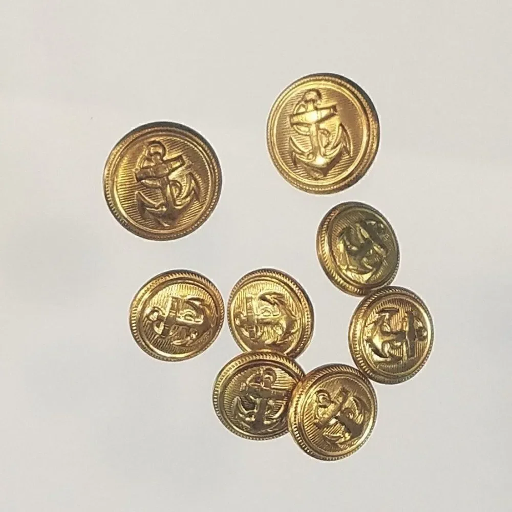Vintage Anchor Buttons Gold Tone Lot Of 8
